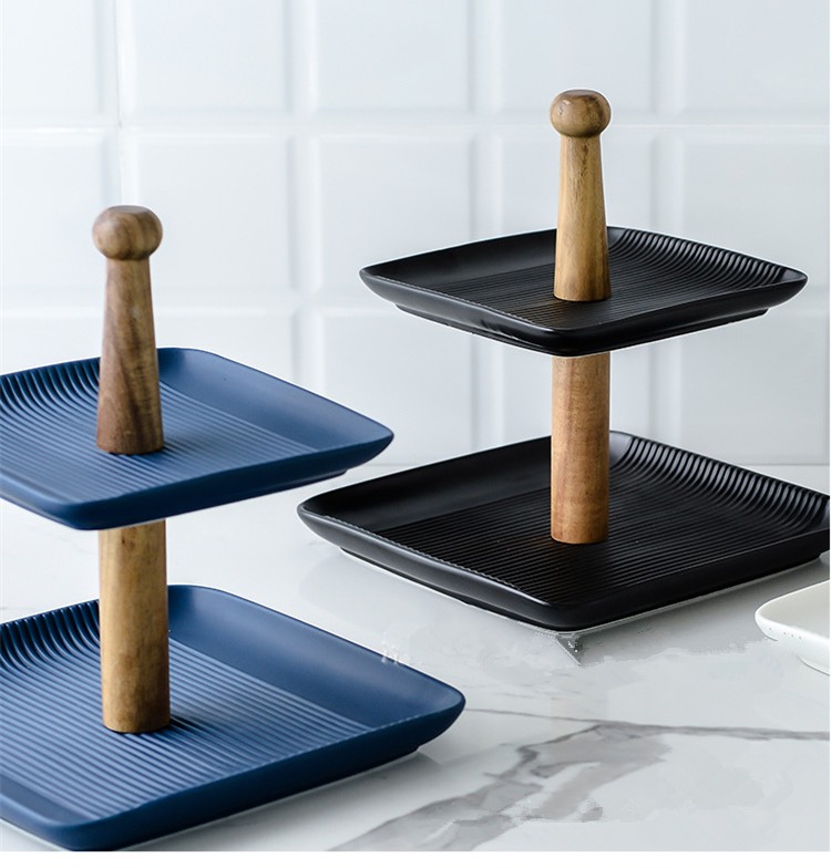 صينية تقديم طابقين بلون أزرق 1603